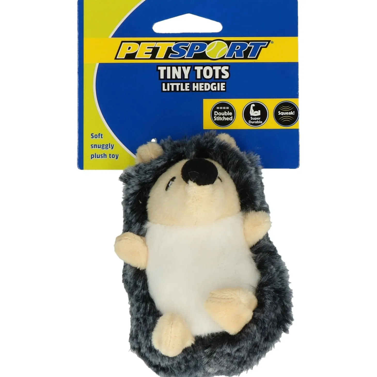 Petsport Usa Tiny Tots Little Hedgie - Hondenspeelgoed - 10 cm Wit Grijs Beige