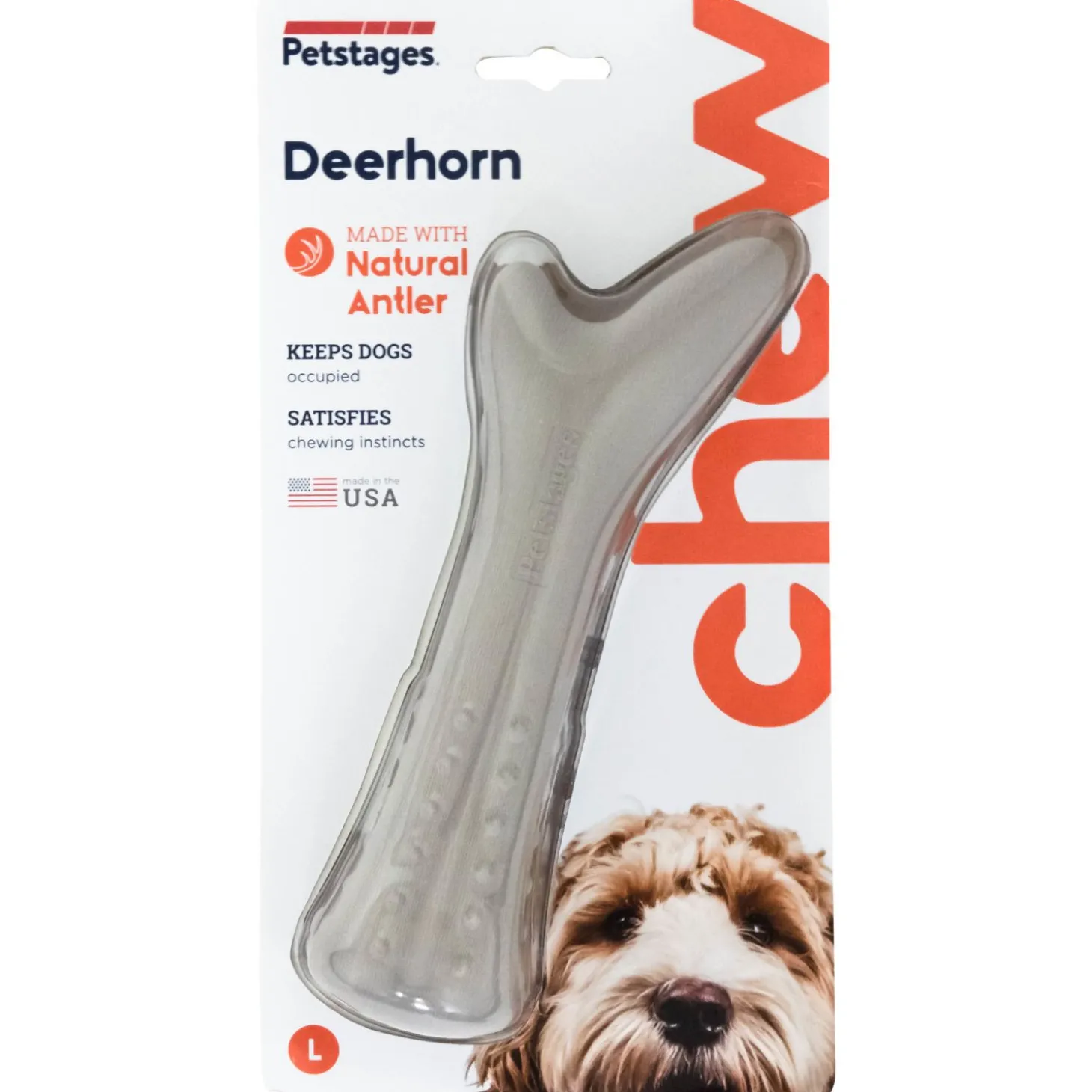 Petstages Deerhorn Grijs - Hondenspeelgoed