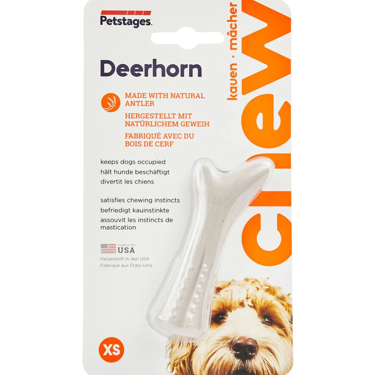 Petstages Deerhorn Grijs - Hondenspeelgoed