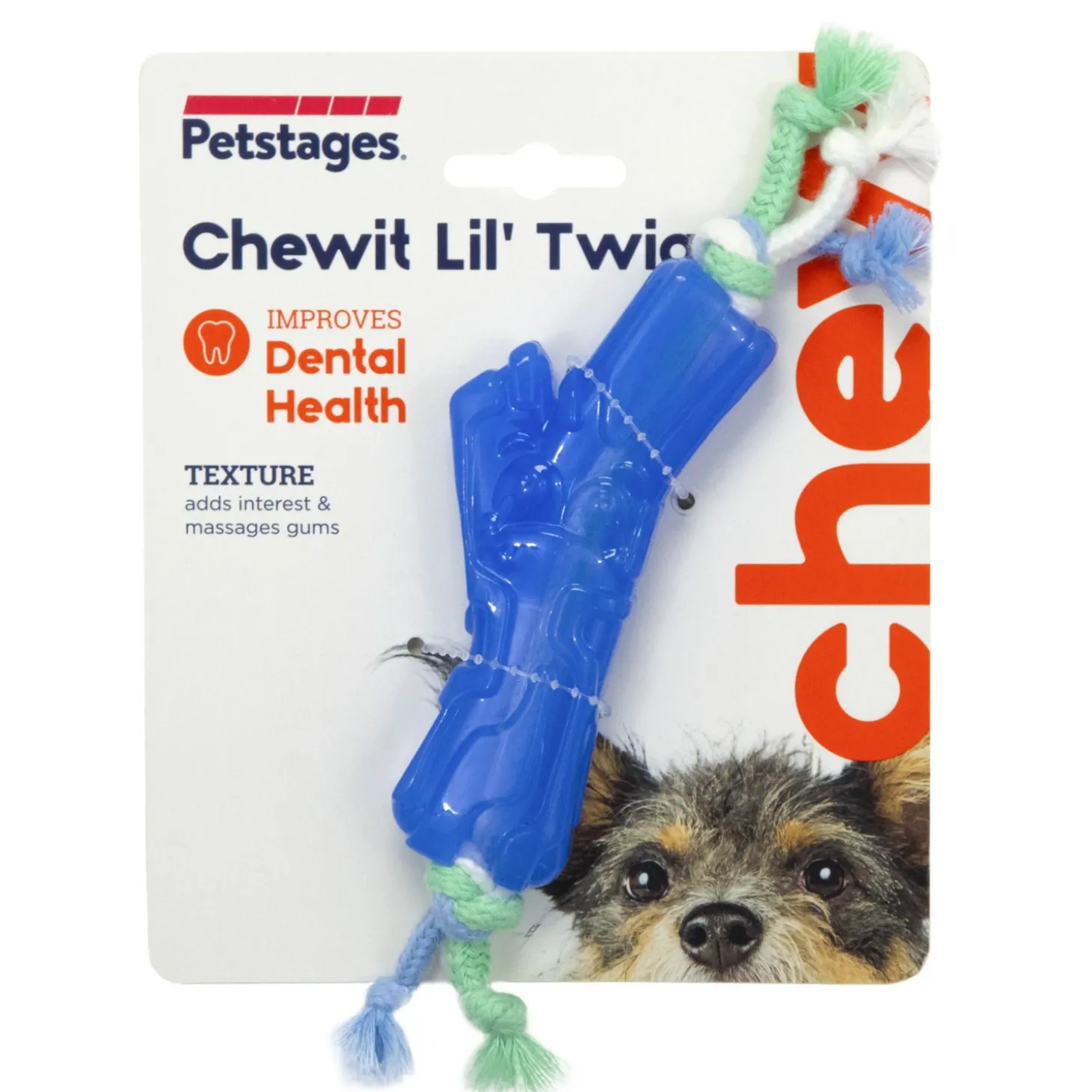 Petstages Orka Chewit Lil' Twig - Hondenspeelgoed - 21x4.5x1.5 cm 120 g Mintgroen Blauw