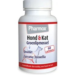 Pharmox Hond&Kat Groenlipmossel - Voedingssupplement - Huid - Vacht - 60 caps