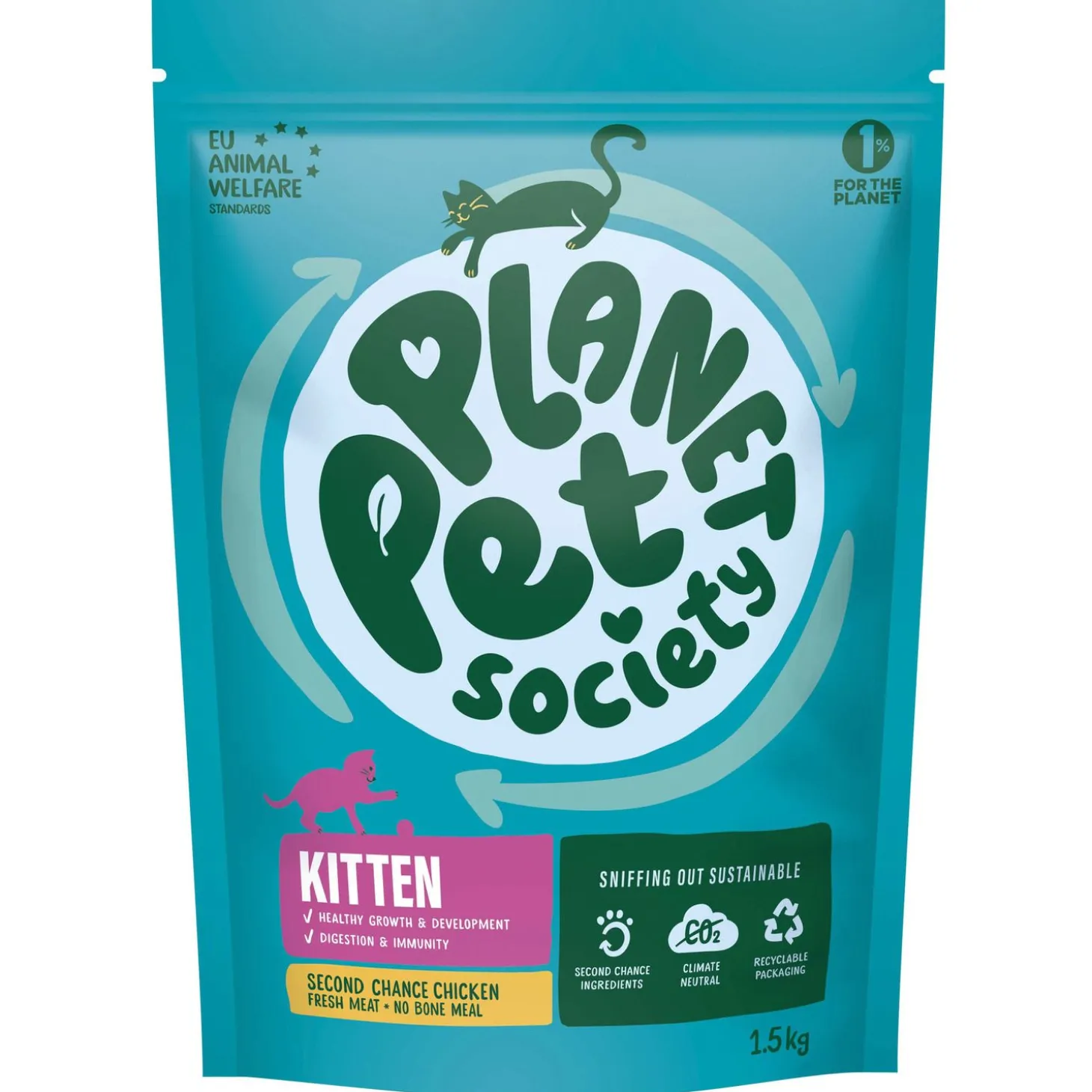 Planet Pet Society Cat Dry Second Chance Kitten - Kattenvoer - Kip 1.5 kg