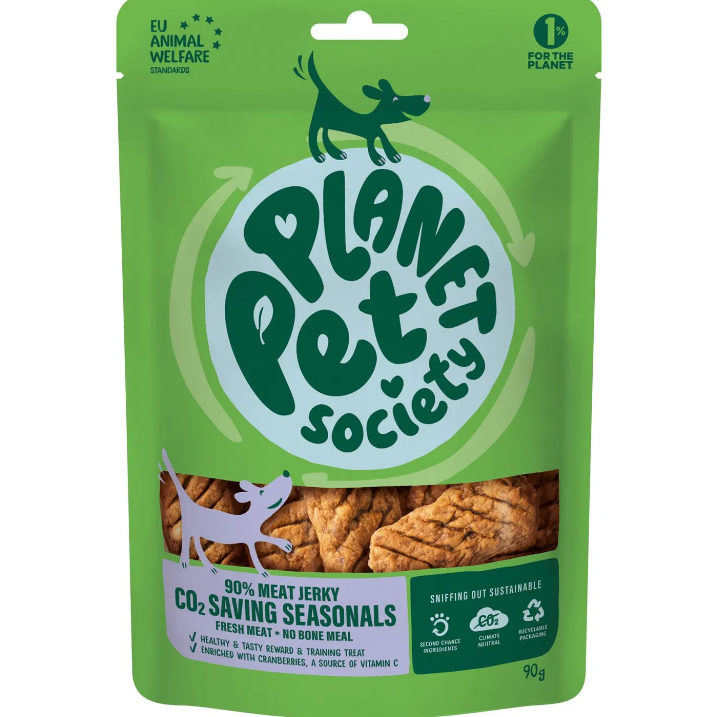 Planet Pet Society Dog Jerky Co2 Saving Seasonals - Hondensnacks - 90 g