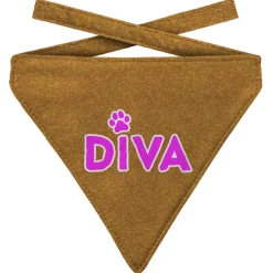 Plenty Gifts Bandana Dog Diva Glitter Gold - Cadeau - 16x20 cm S