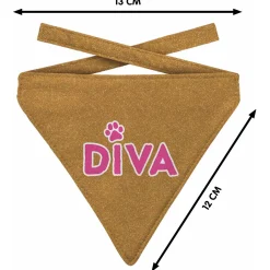 Plenty Gifts Bandana Dog Diva Glitter Gold - Cadeau - 16x20 cm S