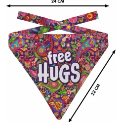 Plenty Gifts Bandana Dog Free Hugs Paisley - Cadeau - 20x24 cm Paars Blauw