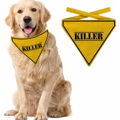 Plenty Gifts Bandana Dog Killer - Cadeau - 18x22 cm Geel Zwart