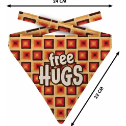 Plenty Gifts Bandana Dog Free Hugs Retro - Cadeau - 20x24 cm Rood Bruin