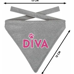 Plenty Gifts Bandana Dog Glitter Silver - Cadeau - 16x20 cm Grijs Pink