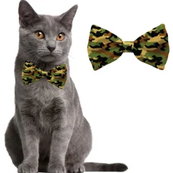 Plenty Gifts Bow Tie Cat Army - Cadeau - 12x4 cm Groen Zwart