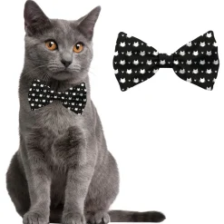 Plenty Gifts Bow Tie Cat Black White - Cadeau - 12x4 cm Zwart Wit