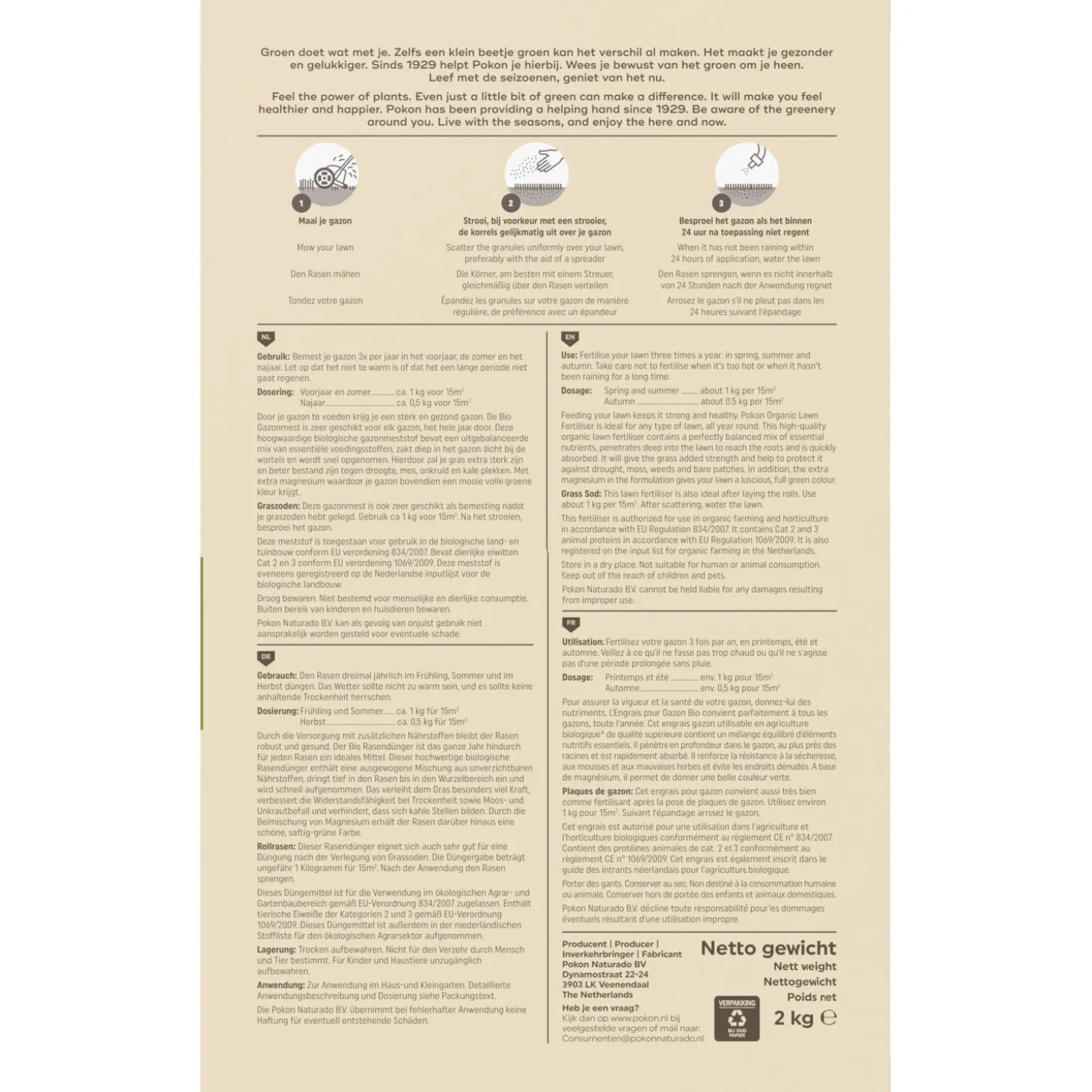 Pokon Bio Gazonmest - Gazonmeststoffen