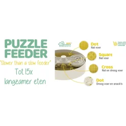 Puzzle Feeder Lick Bowl - Voerpuzzel - Ø25x8 cm Wit Geel