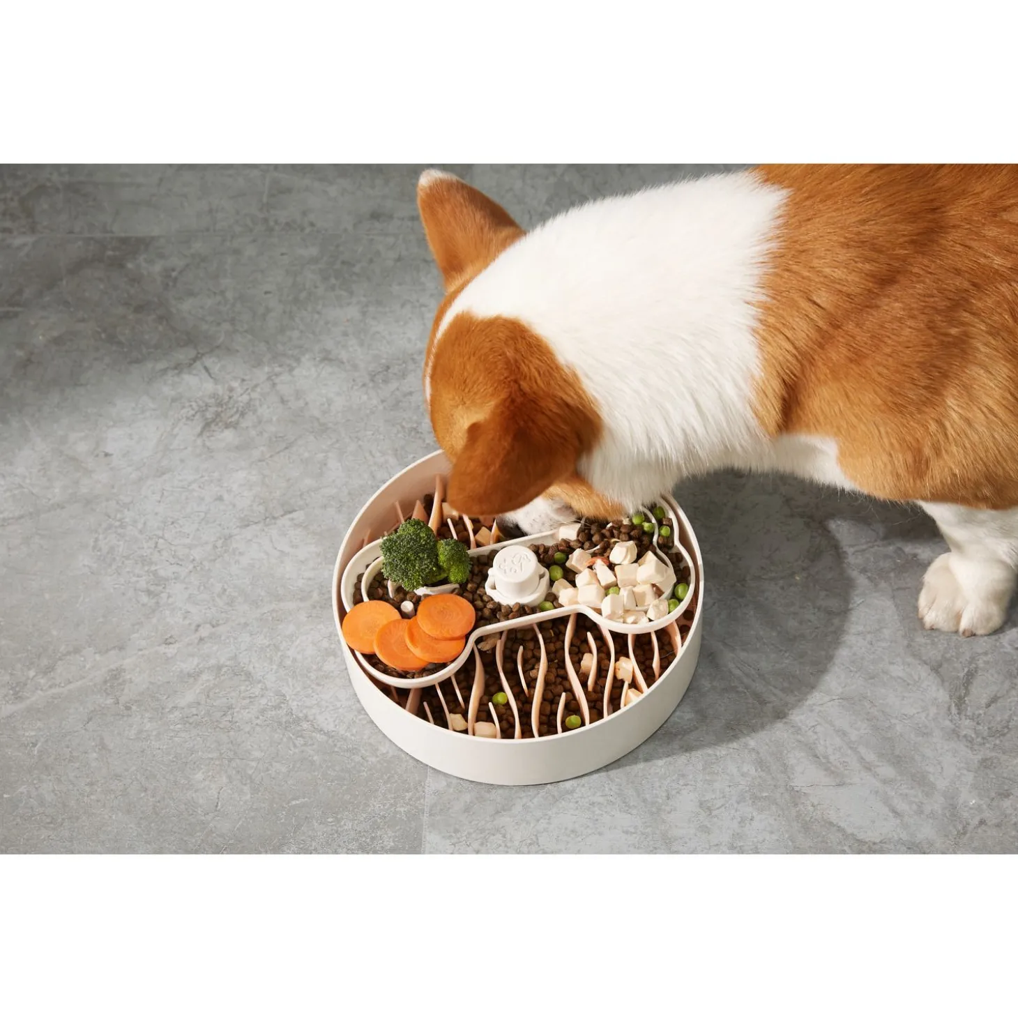 Puzzle Feeder Slow Feeder - Voerpuzzel - Ø25x8 cm Wit Groen