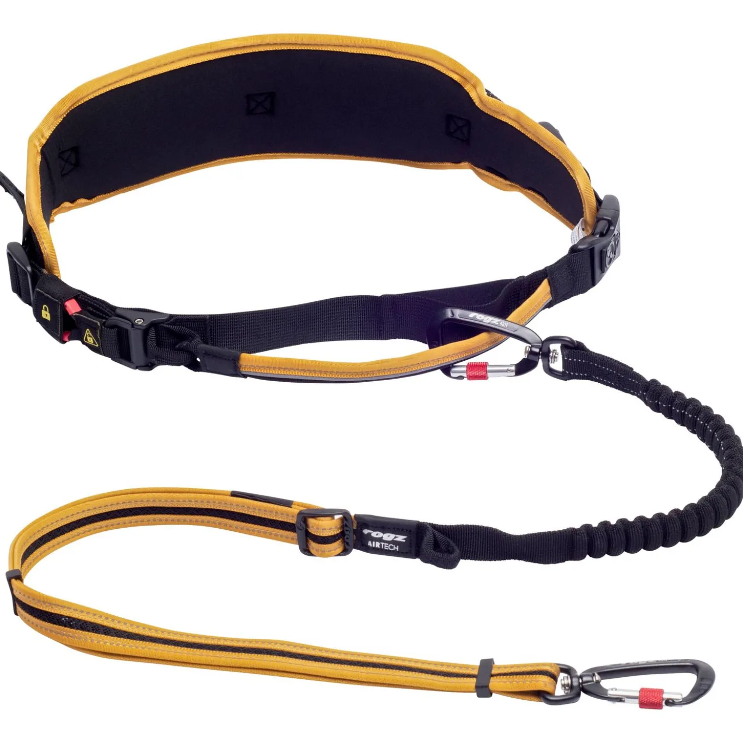 Rogz Air Tech Sport Riem & Lijn Zwart&Oker - Hondenhalsbandset