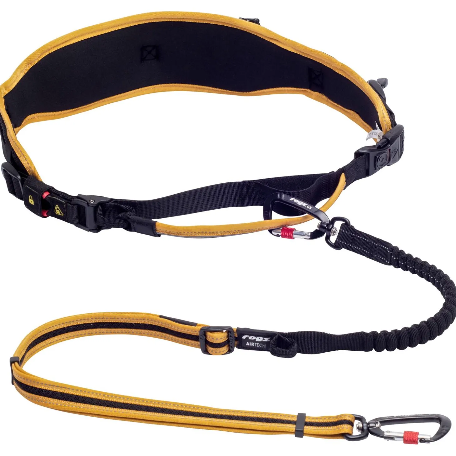 Rogz Air Tech Sport Riem & Lijn Zwart&Oker - Hondenhalsbandset