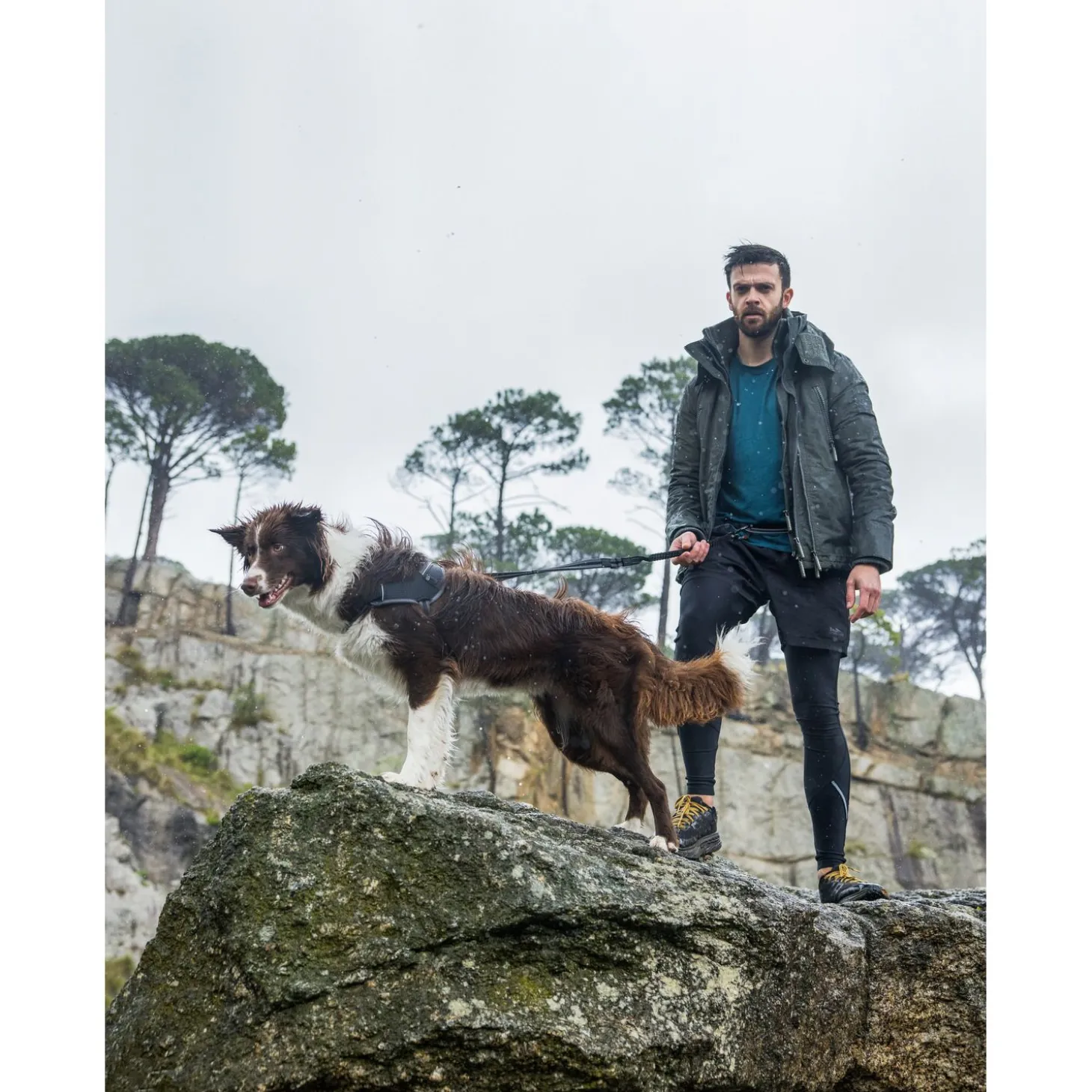 Rogz Air Tech Sport Riem & Lijn Zwart&Grijs - Hondenhalsbandset