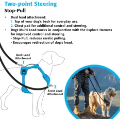 Rogz Explore Tuig Gevoerd Blauw - Hondenharnas