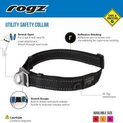 Rogz Utility Safety Halsband - Hondenhalsband - Geel 42-66x2.5 Cm Xl