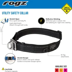 Rogz Utility Safety Halsband Zwart - Hondenhalsband