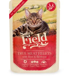 Sam's Field Cat Maaltijdzakjes Sterilized  True Meat Filets - Kattenvoer - Kip Rund Rode Biet 85 g