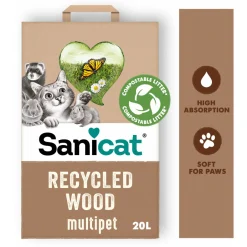 Sanicat Recycled Wood Pellets - Kattenbakvulling - 20 l