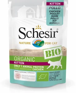 Schesir Kitten Bio Maaltijdzakjes  Paté - Kattenvoer - Kip 85 g