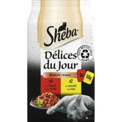 Sheba Delices Du Jour Traiteur In Saus - Multipack Pouch - Kattenvoer - Rund Kip Saus 6x50 g