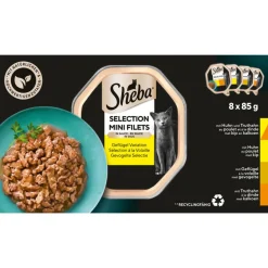 Sheba Mini Filets In Saus Maaltijdkuipjes Multipack - Kattenvoer - Gevogelte Saus 8x85 g