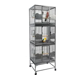 Sky Pet Products Papegaaienkooi Parrot Triple Cage - Vogelverblijven - 56x61x182 cm Antiek Grijs