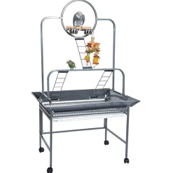 Sky Pet Products Vogelstandaard Guyana - Vrijzit - Vogelspeelgoed - 103x76x167 cm Antiek Grijs