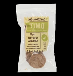 Timo Pure Meat Coins - Hondensnacks - Eend 5.2 cm 10 stuks