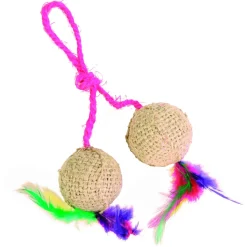 Trixie Balletjes Aan Touw 4.5 Cm - Kattenspeelgoed - 21.5x10.5x6 cm 2 stuks