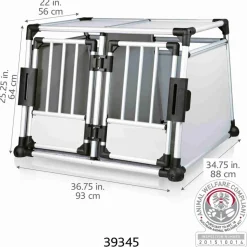 Trixie Dubbele Vervoersbox Auto - Autohondenbench - 93x64x88 cm Zilver M/L