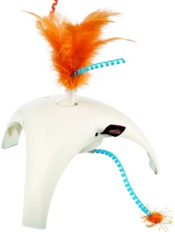 Trixie Feather Spinner - Kattenspeelgoed - 18x10x18 cm Wit Oranje