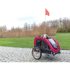 Trixie Fietskar - Hondenfietskar - Zwart Rood 63x68x75/137 Cm Tot 22 Kg Medium
