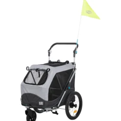 Trixie Fietskar Opvouwbaar - Hondenfietskar - Grijs Zwart 58x93x74/114 Cm Tot 15 Kg Small
