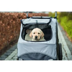 Trixie Fietskar Opvouwbaar - Hondenfietskar - Grijs Zwart 74x95x103/143 Cm Tot 33 Kg Large