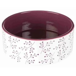 Trixie Keramiek Voerbak Bloemmotief Wit&Bordeaux - Hondenvoerbak