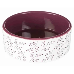 Trixie Keramiek Voerbak Bloemmotief Wit&Bordeaux - Hondenvoerbak