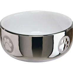 Trixie Keramische Voer/Waterbak - Kattenvoerbak - Ø11 cm 0.3 l Zilver Wit