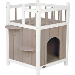 Trixie Natura's Cat Home Met Balkon - Kattenhuis - 45x65x45 cm Grijs Wit