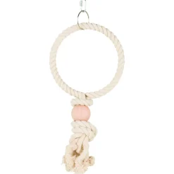 Trixie Touw-Ring Met Houten Kraal - Vogelspeelgoed - Ø19 cm Ecru