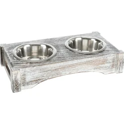 Trixie Voer En Waterbak Set Hout Wit - Hondenvoerbak