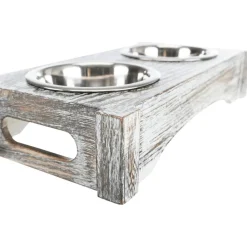 Trixie Voer En Waterbak Set Hout Wit - Hondenvoerbak