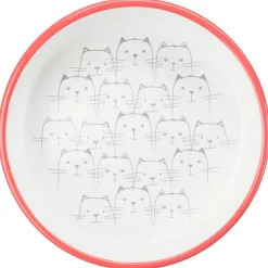 Trixie Voer/Waterbak Hello My Little Cat Keramiek - Kattenvoerbak - Ø15 cm 339 g Oranje Wit