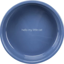 Trixie Voer/Waterbak Hello My Little Cat Keramiek - Kattenvoerbak - Ø15 cm 329 g Lichtblauw Wit