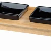 Trixie Voer/Waterbak-Set Keramiek/Hout - Kattenvoerbak - 36x19x7 cm Zwart Natural