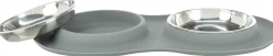 Trixie Voer/Waterbak-Set Siliconen/Rvs - Kattenvoerbak - Ø16 cm 471 g Grijs