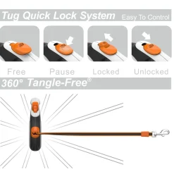 Tug Tug 360° Rollijn - Hondenriem - 5 m Wit Oranje Tot < 16 Kg S